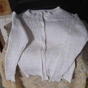 GAP Kids White Cable Knit Cardigan